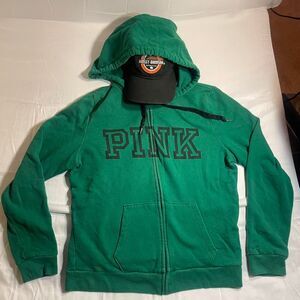 Victoria Secret Women's Green Hoodie Large